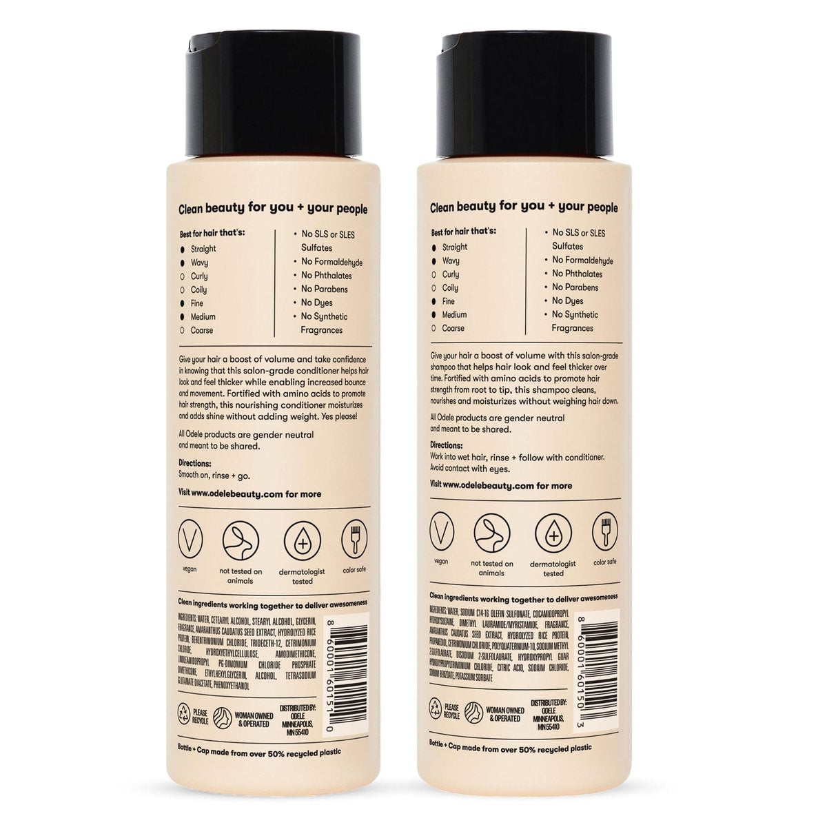 Odele Volumizing Sulfate-Free Shampoo & Conditioner Set - Adds Moisture, Shine, and Fullness for Straight or Wavy Hair - 13 Fl Oz Each (2-Pack) Avelisse