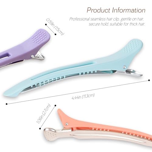 10-Pack Professional Styling Hair Clips - Anti-Slip Silicone-Banded Duck Bill Clips for Hairdressing - Colorful Aluminum Salon Cutting Clips for Women and Men - görsel 14