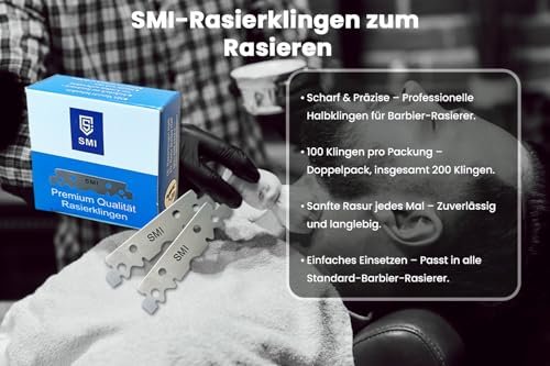 SMI Razor Blades Professional for Men - 200 Replaceable Half Blades (2 Pack, Silver) - görsel 12