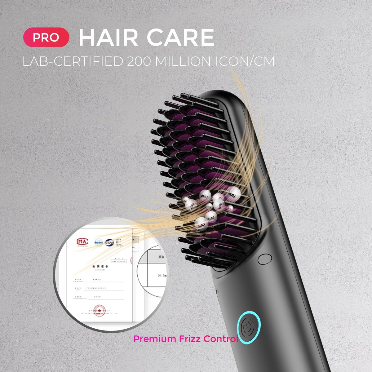 TYMO Porta PRO Cordless Hair Straightener Brush - Portable Ionic Hot Comb for Travel, Lightweight & Fast Charging, Black Avelisse