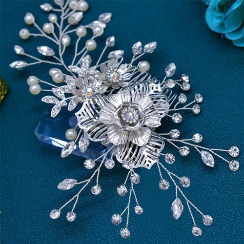 WONRLUA Rhinestone Bridal Hair Comb - Elegant Silver Wedding Hair Pieces for Brides & Bridesmaids Avelisse