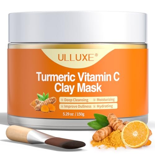 ulluxe Turmeric Vitamin C Clay Mask for Dark Spots, Dull Skin, Moisturizing - Face Mask for Pores, Blackheads, Uneven Skin Tone (5.29 oz) - görsel 18