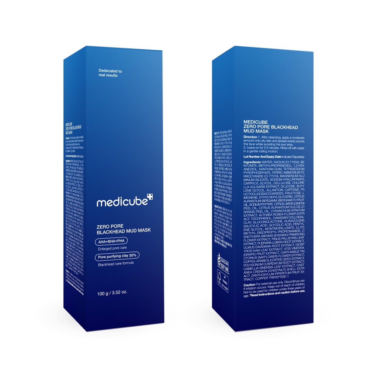 Medicube Zero Pore Blackhead Mud Facial Mask - Cooling Pore Tightening 3-Minute Quick Dry Formula with AHA, BHA, PHA & Purifying Clay - Korean Mud Mask 3.52 oz Avelisse