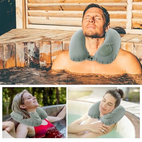 MABOZOO U-Shaped Hot Bathtub Pillow - Inflatable Spa Pillow with Adjustable Button for Neck Support & Leg Pillow for Relaxation Avelisse