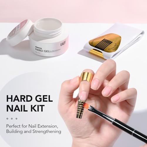 GAOY 60g Clear Hard Gel for Nail Extension - Long Lasting UV Builder Gel with Forms, Base and Top Coat Required Avelisse