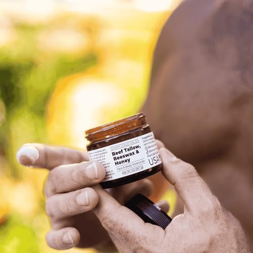Santa Cruz Paleo Beef Tallow, Beeswax & Honey Face Moisturizer – Organic, Unscented Grassfed Tallow Skin Care, Non-Comedogenic Moisturizer for Sensitive Skin, 2 Oz Avelisse