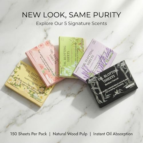 MAQIHAN 5 Packs Oil Blotting Sheets for Face - 5 Scents, 750 Counts Oil Absorbing Sheets, Premium Bamboo Charcoal Blotter Paper for Oily Control - görsel 18