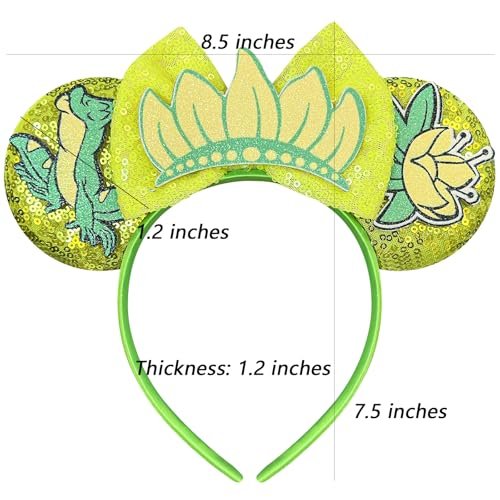 Bmobuo Princess Mouse Ears Headband for Women - Green Frog Mouse Ears for Adult Park Ears - görsel 4