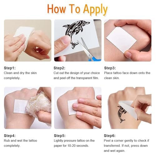 12 Sheets Temporary Tattoos for Men Adults - Maori Stingray Shark Whale Hippocampus Polynesian Tribal Hawaiian Fake Tattoos for Neck, Arm, Hands, Leg - Black Small - görsel 16