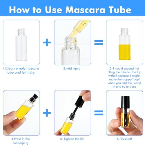 27-Pack Empty Mascara Tubes with Wand - 3ml Mini Mascara Bottles with Brush & Rubber Inserts for Travel, DIY, and Sample Sizes (Black) - görsel 14