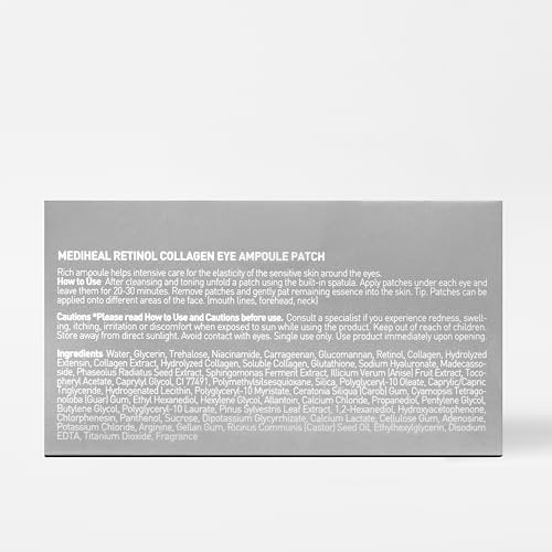 Mediheal Retinol Collagen Under Eye Patches - Korean Hydrogel Eye Pads (60 Patches) with 95% Retinol & Collagen - Improves Puffy Eyes & Dark Circles - Non Irritating, Encapsulated Retinol Avelisse