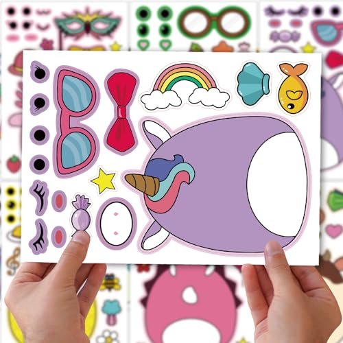 18-Pack Cartoon Make a Face Stickers - Mixed & Matched 6 Designs for Birthday Party Decorations & Favors - görsel 14