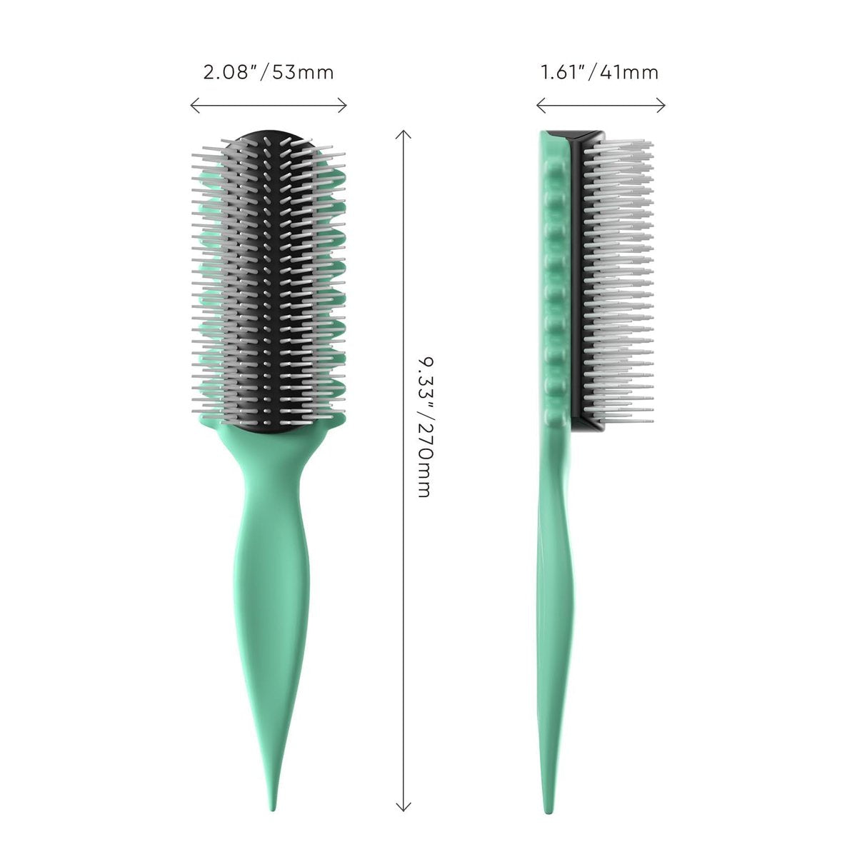 AM8:00 Curl Defining Brush - Premium 9-Row Styling Hairbrush for Curly Hair - Enhances Curl Definition & Separation (Green) Avelisse