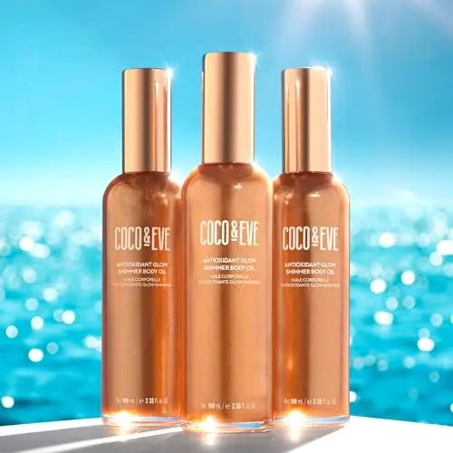 Coco & Eve Antioxidant Glow Shimmer Body Oil - Lightweight Skin Illuminator with Pearlescent Minerals, Natural Glitter, and Antioxidants for a Shimmering, Moisturized, Healthy Glow (3.38 Fl Oz) Avelisse