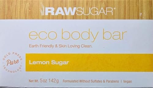 RawSugar Lemon Sugar Eco Body Bar - 5 oz Natural Exfoliating Soap Avelisse