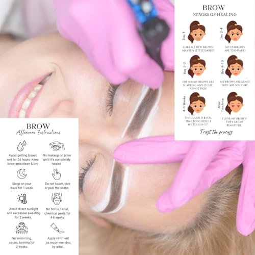 PMU Permanent Makeup Eyebrow Aftercare Card – 50 Pack, 2x3.5 Inch Business Card Size – Tattoo Aftercare for Microblading, Ombre, Lip Blush - görsel 10
