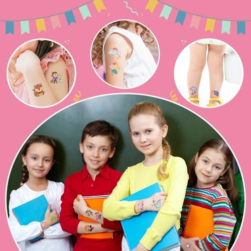 Partywind 408 Glitter Styles Kids Temporary Tattoos – Individually Wrapped Tattoo Stickers for Party Goodie Bag Stuffers, Birthday Party Supplies & Favors for Children Games - görsel 14