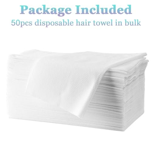 Biubumtu 50-Count Disposable Bath Hair Towels - Thickened & Absorbent 19.7" x 27.6" Linen Salon Towels for Spa, Massage, Yoga, Camping (White) Avelisse