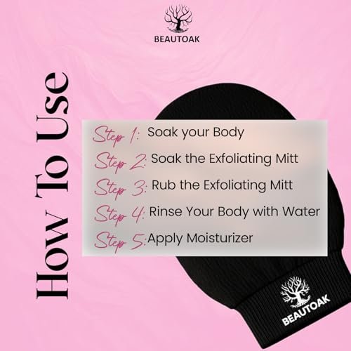 Beautoak Antimicrobial Korean Exfoliating Mitt for Shower - Body Scrubber and Dead Skin Remover (1 Pack) - görsel 18