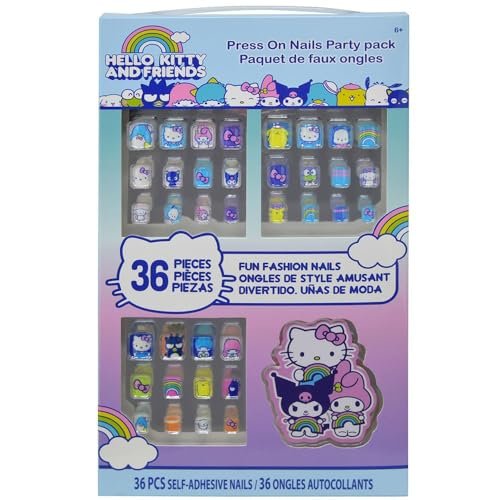 Hello Kitty and Friends 36 Press-On Nail Party Pack - Multicolor Large Plastic Nail Tips - görsel 2