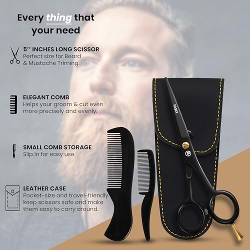 Fabix 5" Professional Beard Mustache Scissors with Comb Set – Precision Grooming Kit for Facial Hair - görsel 14