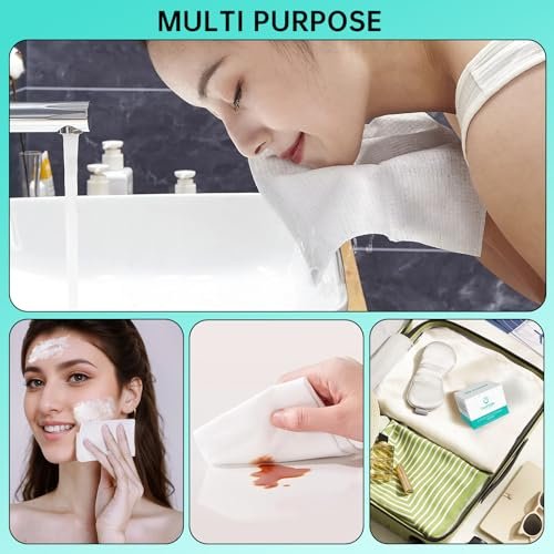 ONLYCARE Disposable Face Towel - Biodegradable Cotton Facial Towels, Super Thick Soft Towelettes for Sensitive Skin, Makeup Remover Dry Wipes, 10x12 Inch, 50 Count (1 Pack) - görsel 12