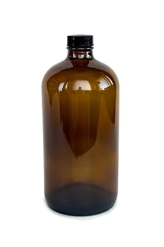 Vivaplex 32 oz Amber Glass Bottles with Lids (2-Pack) – Perfect for Skin Care Tools, Essential Oils & More Avelisse