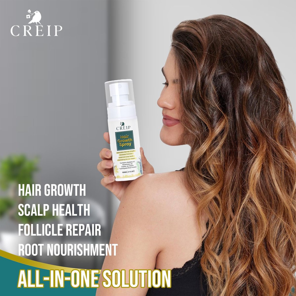 Natural Hair Growth Oil Spray with Batana, Castor, Rosemary Oil, Rice Water, and Biotin for Women and Men - 2 Fl Oz - görsel 14
