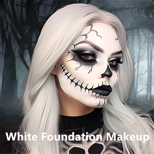 Go Ho White Liquid Foundation - Full Coverage White Foundation, Demi-Matte Finish for Goth, Clown, Vampire, Skeleton Makeup, Daily, Cosplay, Halloween Costume & Stage - görsel 16