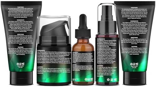 GOWLAVER Hydrating & Moisturizing Face Care Routine for Men – All Skin Types, Gift Set for Dad, Husband, Boyfriend (Green) Avelisse