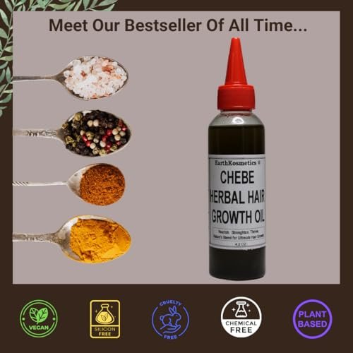 Chebe Herbal Hair Growth Oil - 18 Potent Oils Including Chebe & Karkar for Hair Growth, Strength, Hydration & Scalp Nourishment (4.2 oz) - görsel 8
