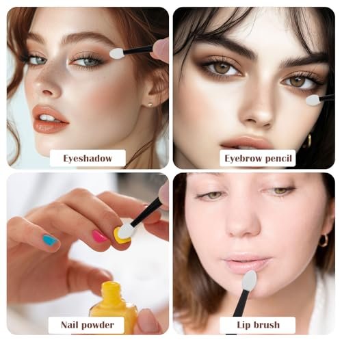 Giantree 50 Pcs Disposable Eyeshadow Applicators - Mini Eye Shadow Sponge Applicators Portable Travel Brushes for Women - görsel 14