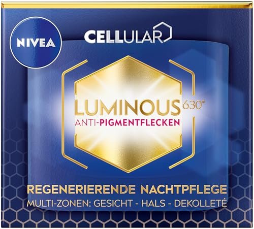 NIVEA Cellular Luminous630 Night Cream – Advanced Regenerating Anti-Pigment Face, Neck, and Décolleté Moisturizer with Hyaluronic Acid & Patented Luminous630® Complex, 50 ml Avelisse