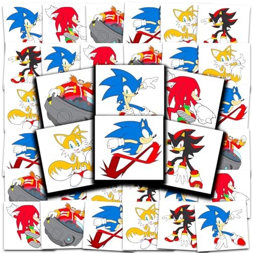 Sonic the Hedgehog Temporary Tattoos Party Favors Bundle - 72 Perforated Individual 2" x 2" Sonic Tattoos for Kids Boys Girls - görsel 8