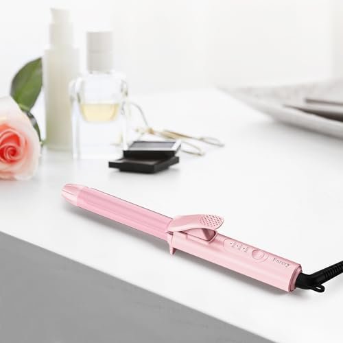 Travel Size Mini Curling Iron 3/4 Inch, Dual Voltage Ceramic Hair Curler for Short Hair with 3 Adjustable Temperatures, Auto-Off, Keratin & Argan Oil Infused, Pink Avelisse