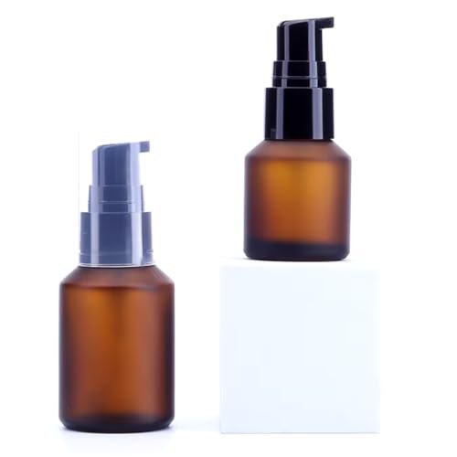 WinldMonmo 15 ML Empty Brown Refillable Glass Lotion Pump Bottle - Cosmetic Sample Container with Black Plastic Pump Head for Creams, Serums, Travel - görsel 14