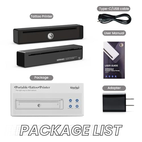 Wormhole Tattoo Stencil Printer Wireless Bluetooth 2,500mAh Battery Portable Tattoo Printer for Artists and Beginners - Dark Gray Avelisse