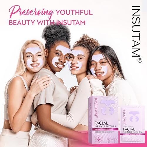 Insutam Forehead Wrinkle Patches for Anti-Wrinkles: Overnight Face Patches to Lift Smile Lines (PINK) Avelisse