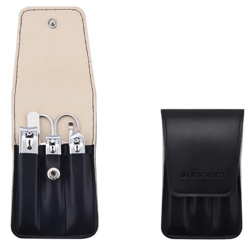 6-Piece Nail Clipper Set - Stainless Steel Toenail & Fingernail Clippers with PU Leather Case - Travel Manicure Kit Gift Avelisse