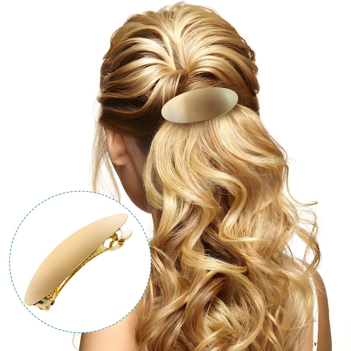 3-Inch Oval Vintage Metal Hair Clip – Gold Barrette for Long Thick Hair, Prom & Formal Events - görsel 14