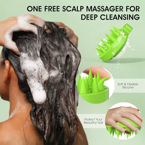 VOERUY Scalp Scrub with Tea Tree & Mint Oil – 2-in-1 Exfoliating Scalp Treatment for Clarifying & Removing Build-up, Includes Silicone Scalp Massager, 10.6 oz (300g) - görsel 14