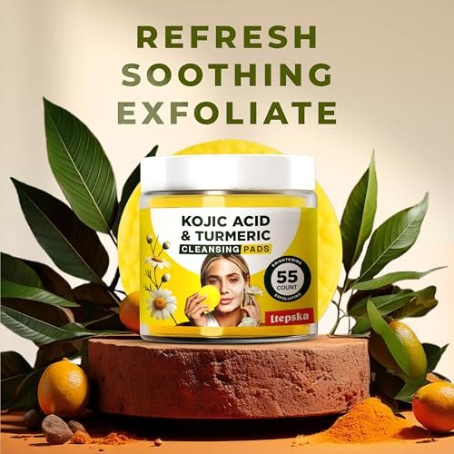 LTEPSKA Turmeric Kojic Acid Cleansing Pads - 55 Pcs Dark Spot Remover & Skin Brightening Towelettes with Vitamin C - görsel 16