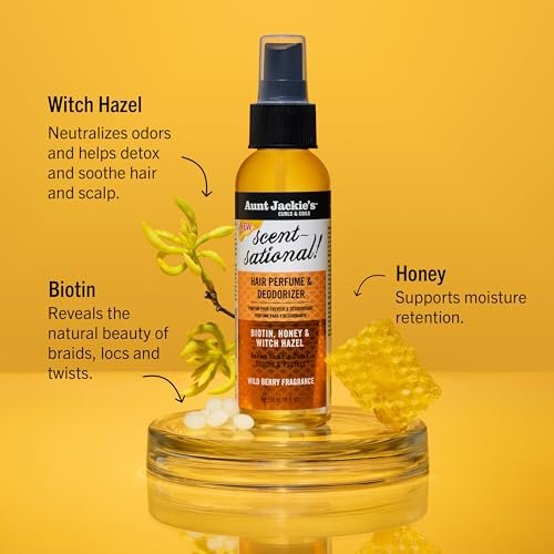 Aunt Jackie’s Braid + Twist Collection Scent-Sational Hair Perfume & Deodorizer – Neutralize Odors and Refresh Hair with Witch Hazel, Biotin, and Honey – 4 fl oz - görsel 16