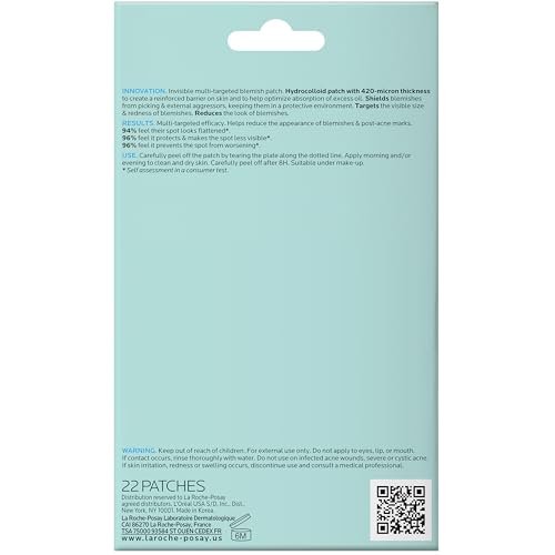 La Roche-Posay Effaclar Multi-Target Blemish Patches, Hydrocolloid Pimple Patches for Face, 22 Count (12 Small, 10 Medium) - görsel 12