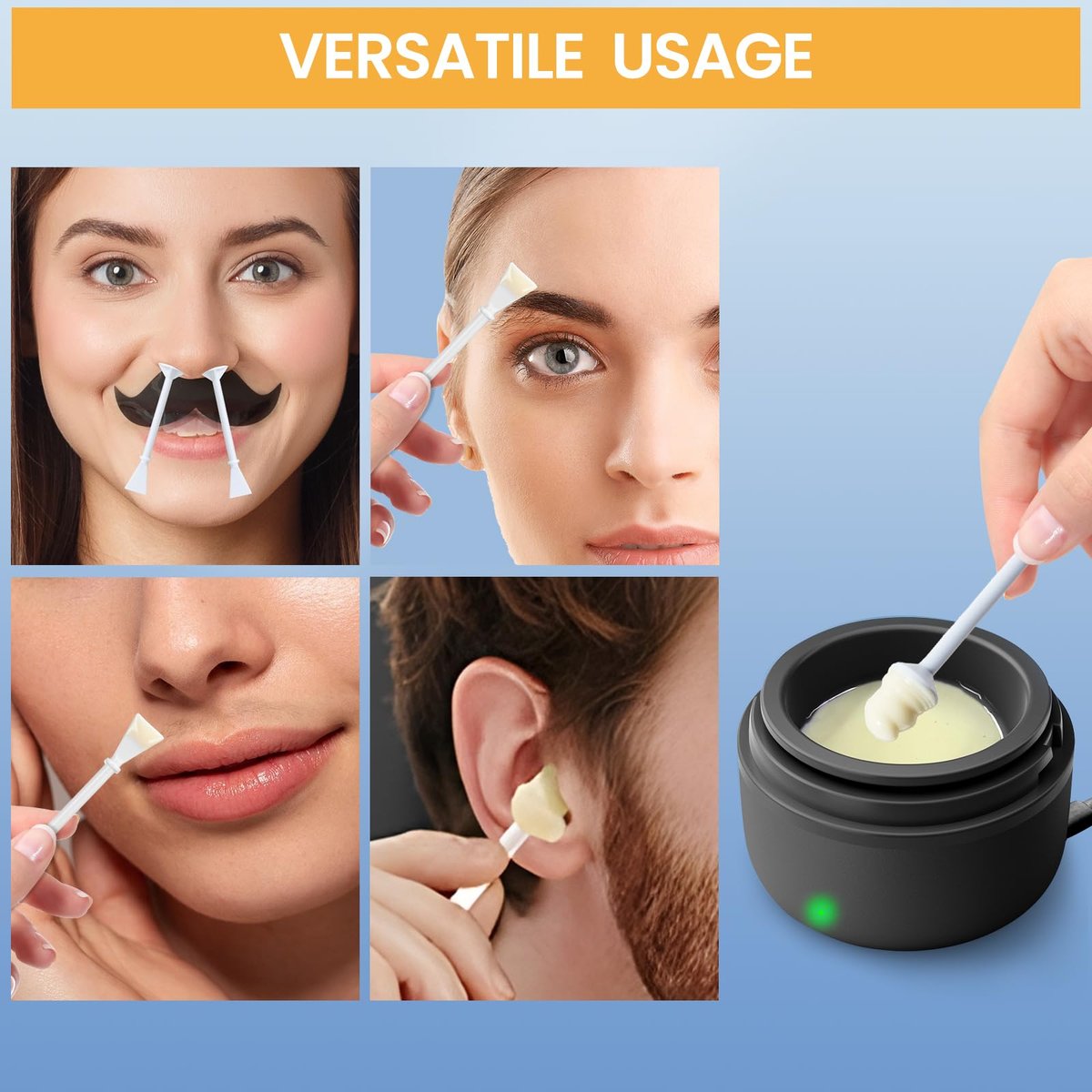 SUERBEATY 60 Pcs Nose Wax Sticks, Hair Wax Applicator with Disposable Spatulas for Nostril Cleaning, Ear Face Hair Removal for Men Women, Painless - görsel 13