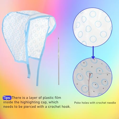 JJUNW 3 Pcs Hair Highlighting Caps Set - Professional Bleach Cap Coloring Frosting Dye Kit for Salon Hair Dyeing - görsel 16