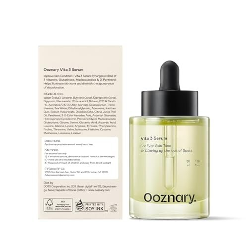 Ooznary Vita 3 Serum with Vitamin C Derivatives, Niacinamide, and Glutathione – Korean Skin Care for Uneven Skin Tone & Dull Skin, 1.69 fl.oz (50ml) Avelisse