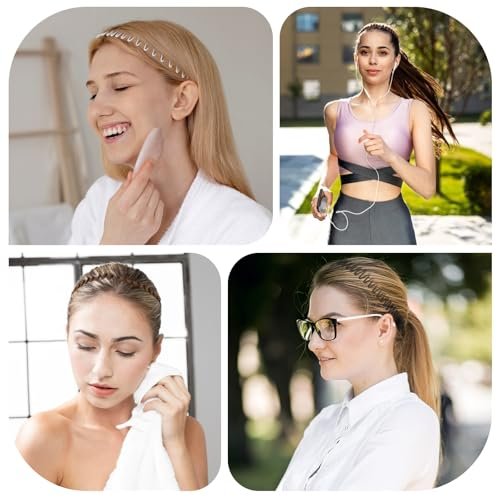 oruola 12pcs Claw Headband Comb Headband 90s Zig Zag Headbands Spiky Headbands for Women with Teeth Flexible Stretch Hair Band Hair Wrap Holders for Women Girls and Sports 3 Colors - görsel 14