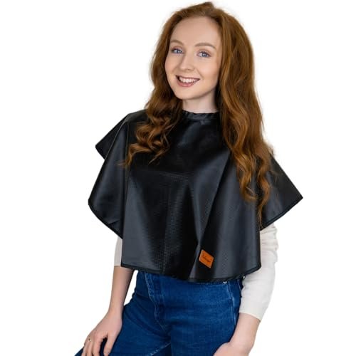 Pelocapa Makeup Cape Hair Dye Cape for Women - Waterproof Professional Salon Cape (31.5"L x 29"W, Black) - görsel 16
