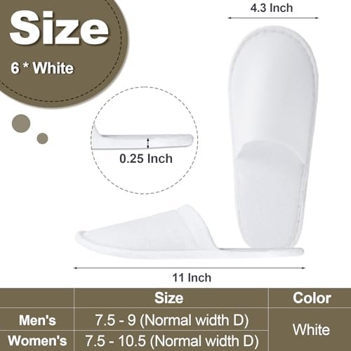 CarryEpic Disposable Slippers for Guest - 6 Pairs White Spa Hotel House Slippers for Shoeless Home Bulk Indoor Slippers for Women & Men - görsel 14